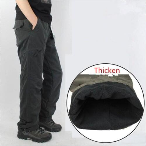 Mens Cargo Pants Winter Thicken Fleece Cargo Pants Men Casual Cotton Military Tactical Baggy Pants Warm Trousers 3XL Gift belt