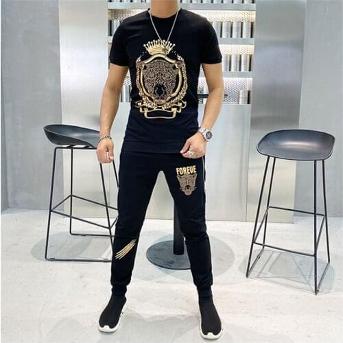 High quality mens DIA slim suit 2020t-shirt suit mens casual sportswear mens 2-piece handsome design