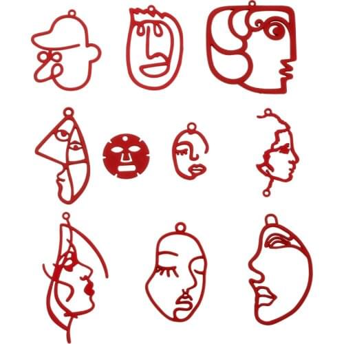 YuenZ 10 pcs High quality Red Spray paint Beauty Face Charm Woman Earring necklace DIY Charms for Jewelry Making