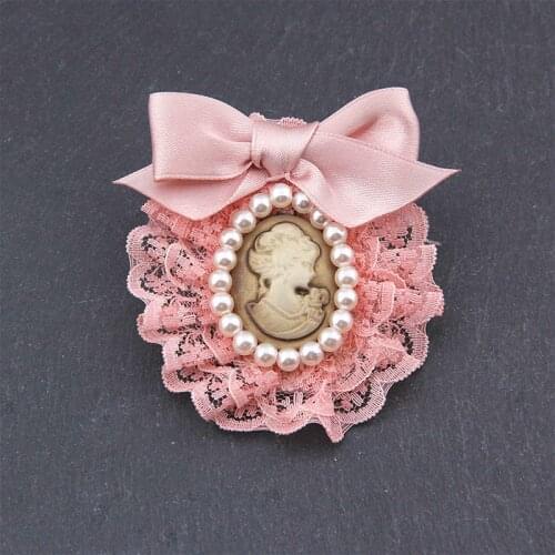 High-end New Fabric Beauty Head Princess Brooches Cloth Art Lace Ladies Flower Bow Brooch Fashion Corsage for Women Accessories