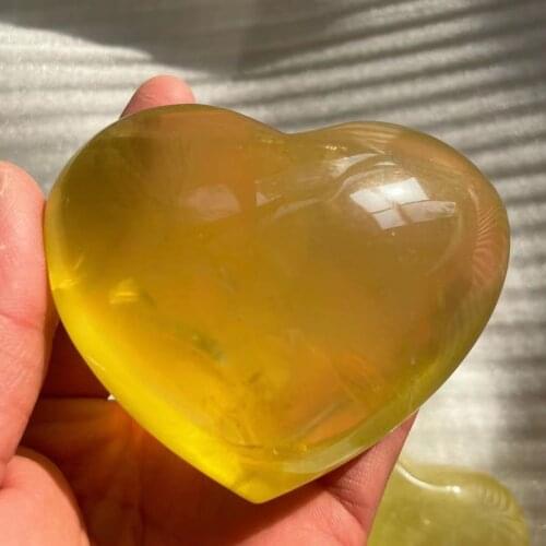 1pcs Natural topaz heart shape massage quartz mineral reiki treatment