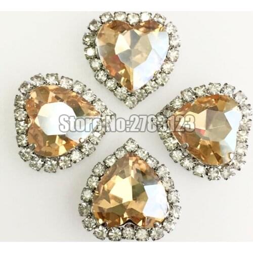 12mm 10pcs/20pcs golden champion heart Crystal buckle, high quality Glass Crystal sew on rhinestones diy SKHY05