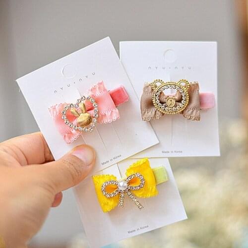 2/3pcs/pack Bows Rhinestone Hair Clips for Girls Gem Bear Rabbit Barrettes Kids Cute Hairpins Fashion Hair Accessories