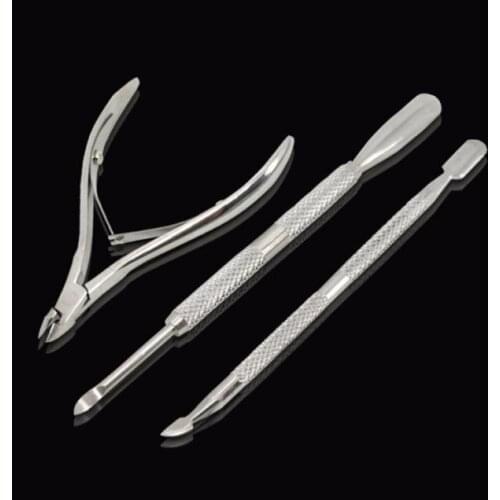 3 pcs Stainless Steel Nail Cuticle Spoon Pusher Remover Cutter Nipper Clipper Cut Remover Cutter Trimmer Art Manicure Tool