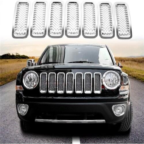 7pcs/set Car Front Insert Mesh Grille Racing Grill for Jeep Patriot 2011-2016 Jeep Wrangler JK Car Accessories Black Decorative