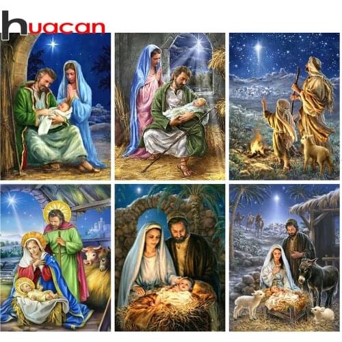 Huacan Diamond Embroidery 5D Jesus Diamond Painting With Square Rhinestones Religion Mosaic Needlework Bedroom Decoration