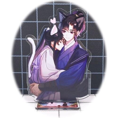 Anime Dog and White Cat Teacher Classic Chinese Style Acrylic Figure Handsome Man Stand Model Toys Two-sided Doll Kawai Gifts