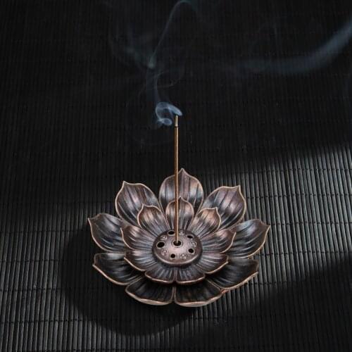 Bronze Lotus Incense Plate Stick Holder Stick Sandalwood Censer Household Yoga Studios Buddhism Incense Line burner Holder Decor