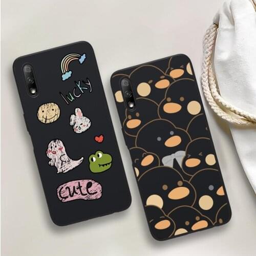 Super Cute Cartoon Animal Black Soft Phone Case For Huawei P40 P30 P20 Mate 10 20 30 40 Pro lite Plus P smart 2019 2020 TPU