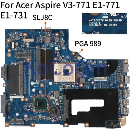 KoCoQin Laptop motherboard For Acer Aspire V3-771 E1-771 E1-731 Mainboard VA70/VG70 REV.2.1 SLJ8C PGA 989