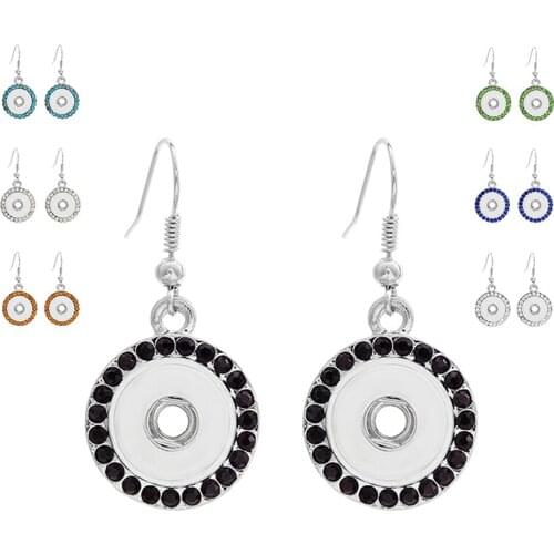 Fashion 10 Pair Vintage Metal Simple Elegant Snap Drop Earrings Fit 12MM Buttons DIY Xinnver Snap Jewelry Wholesale ZI014