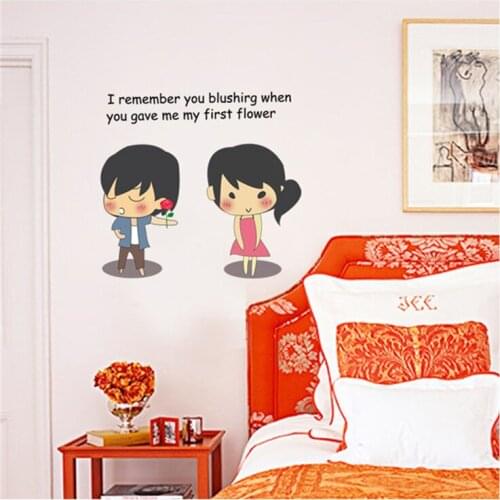 Cartoon Couple Pattern Wall Stickers Room Decor Anime for Sofa Backdrop Bedroom Wall Decals Living Room Vinyl Wallpaper
