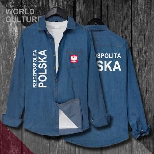 Poland Polish Pole POLSK POL Nation Men Cowboy Coat Autumn Jacket Turn-down Collar Jeans Shirt Long Sleeve Fashion Clothes 20