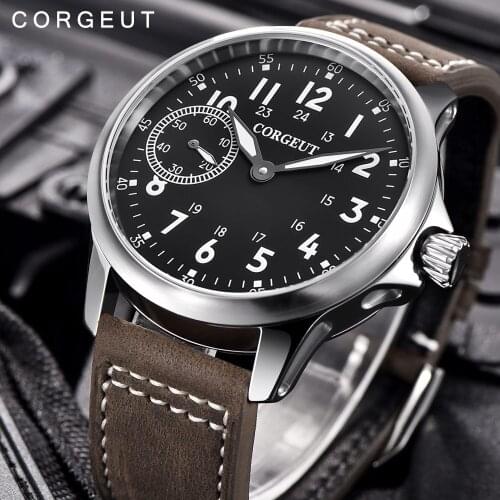 CORGEUT Pilot military Men Luxury Brand Automatic Mechanical Watches Fashion Leather Watch Business Gifts Relogio Masculino Hot
