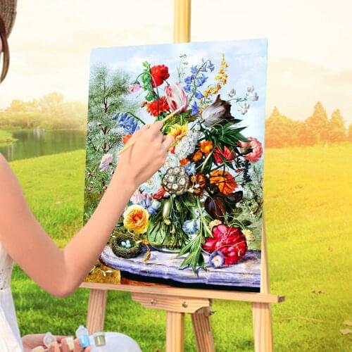 Flowers DIY Painting By Numbers Complete Kit Oil Paints 50*70 Paiting By Numbers New Design For Children For Drawing Art