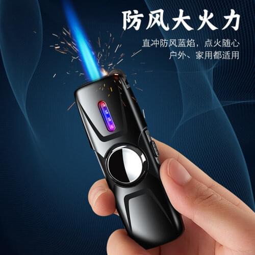 Inflatable Wndproof Multifunctional Grinding Wheel Direct Punching Individual-grade Male Fingertip Gyro Lighters
