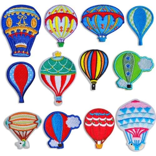 Hot Air Balloon Patches for Kids Clothes DIY Stripes Iron on Appliques Clothing Stickers Embroidery Helium Balloon Badges
