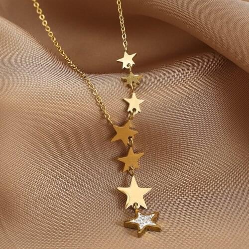 Stainless Steel Stars Choker Necklace For Women Trendy New Design Temperament Jewelry Irregular Long Necklaces Gifts