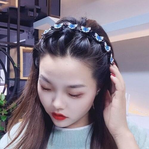 Anti-Slip Hairband Rhinestone Butterfly Headband Women Hair Bands Hoop Claws Clips Double Bangs Hairstyle Hair Braiding Tools