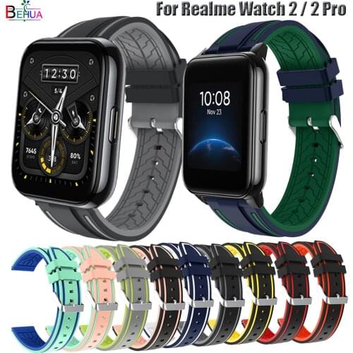 BEHUA 22mm watchband For Realme Watch 2 Pro / Realme S Strap Soft Silicone Replacement Wristband Bracelet For Huawei Watch 3 pro