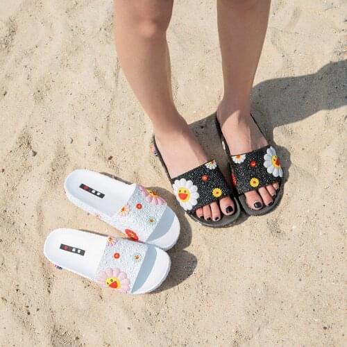 Summer Beach Man Slippers Sunflower Platform Womens Summer Flip-Flops Outside Home Bath Indoor Summer Sandals for Women Shoes