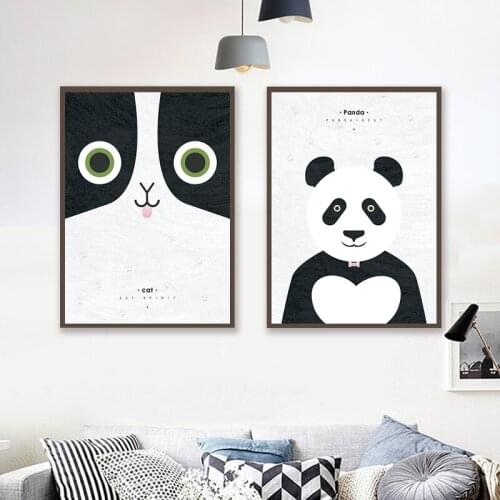 Nordic Posters and Prints Pictures Kawaii Cartoon Panda Animals Hd Wall Artwork Canvas Painting for Baby Kids Room Decor 3-85