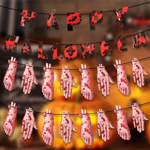 Halloween Party Supplies Decorative Flag Drawing Blood Knife Letter Paper Drawing Holiday Banner Halloween Decor Pendant