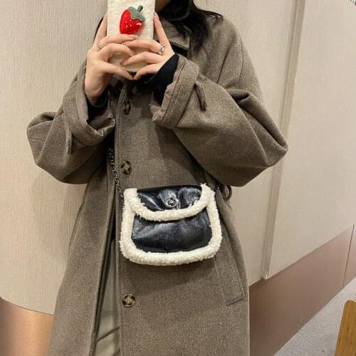 Youda New Winter Chic Shoulder Bags for Women 2021 Korean PU Cross Body Bag Fashion Chain Lamb Wool Shopping Pack for Girl