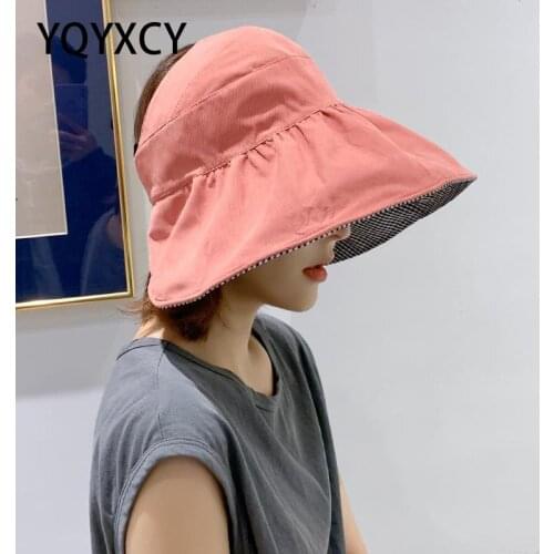 Floppy Bucket Hat Women Double Faced Summer Hats For Women Girls Breathable Thin Sun Hat Empty Top Beach Hat Female Travel