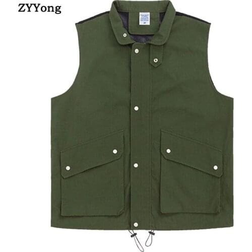 Summer Outdoor Men Vest Jackets Fashion Streetwear Hip Hop Stand Collar Sleeveless Military Youth Waistcoat Coat Cool Clothing