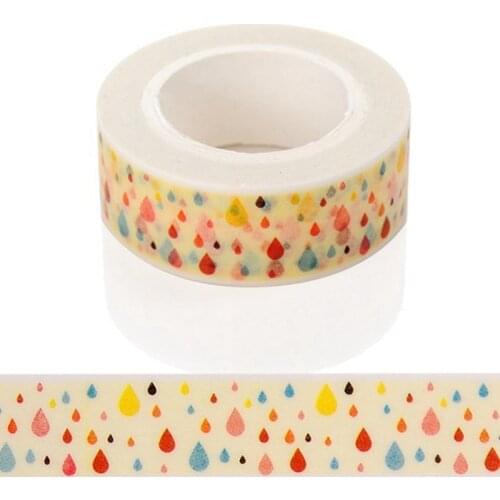 10m*15mm Creative Color Water Drop Washi Tape DIY Decorative Tape Color Paper Office Adhesive Stationery Masking Tape Sticker