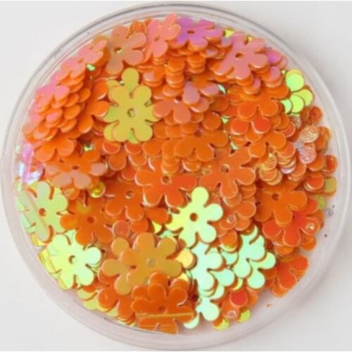 3000pcs/lot 9mm Flat Flower Centre Hole Loose Sequins Sewing Kids DIY Garment ,Wedding Craft,Accessories Orange AB