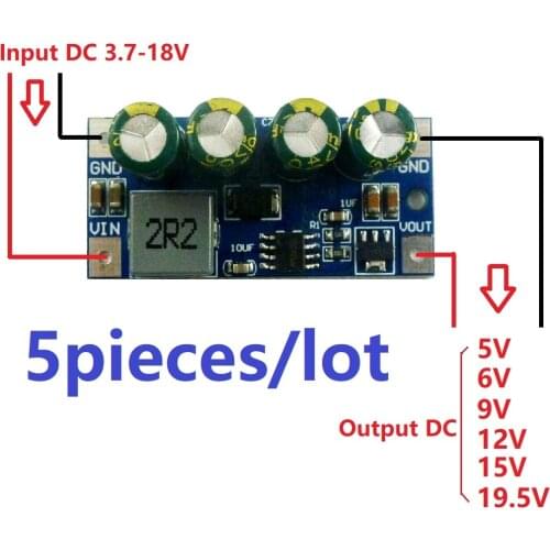 5x DD0424TA 5A Step-Up Boost DC DC Converter DC 3.7V-18V to 5V 6V 9V 12V 15V 19.5V Module