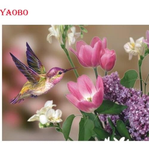 5D DIY Full Square Diamond Painting Humming Flower Cross Stitch Mosaic Diamond Embroidery Full Display Rhinestone Art Decor Home