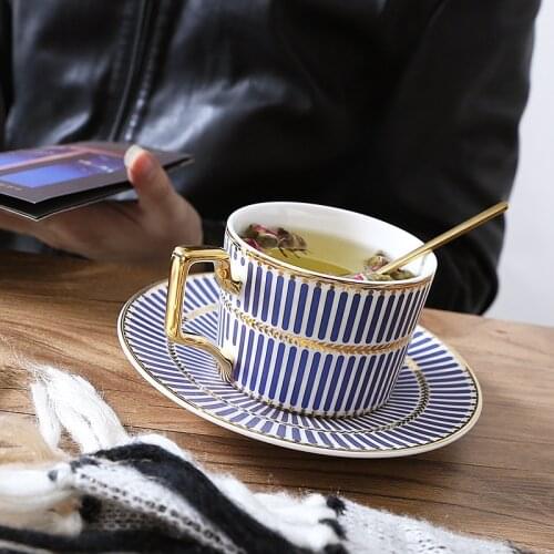 British Phnom Penh Ceramic Coffee Cup European and Saucer Set Household Simple Afternoon Tea with Spoon