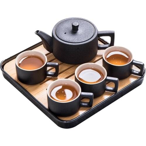 Black Pottery Teapot Kettle Teacup Porcelain Chinese Kung Fu Tea Set Drink Travel Tea Set ceramic tea set