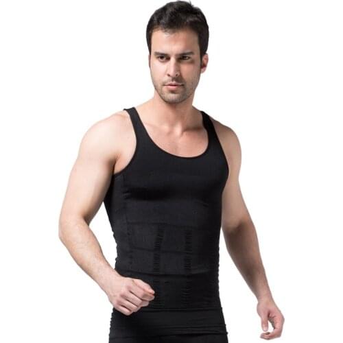 Men Corset Body Slimming Tummy Shaper Running Vest Belly Waist Girdle Shirt Black Shapewear Underwear Waist Shirts