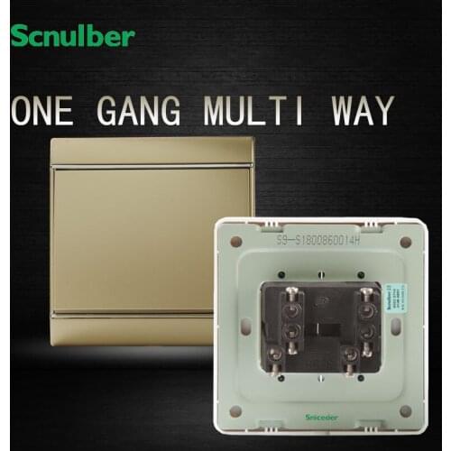 Household bedroom 16A 250V champagne chrome strip light 1 gang multi way wall switch