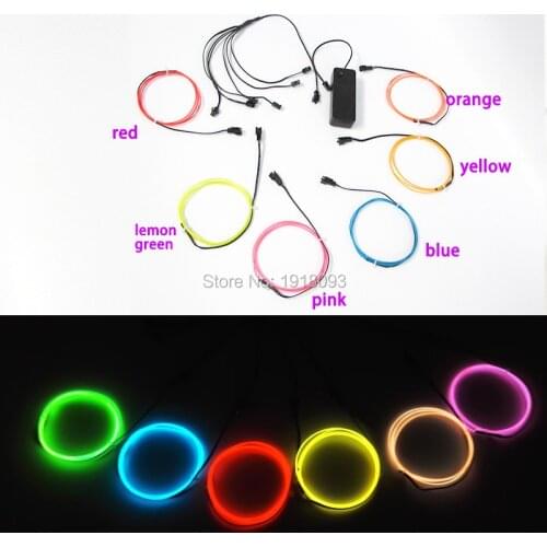 1Meter 6pieces multicolor 1.3mm electroluminescent wire light flexible EL wire neon tube rope For craft tree decor LED stripToys