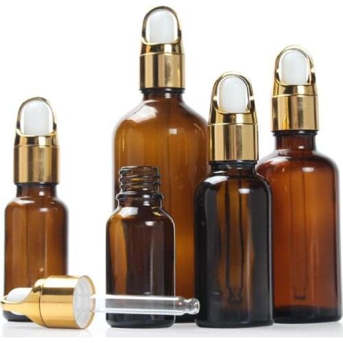 Amber Glass Dropper Bottles 5ML/10ML/15ML/20ML/30ML/50ML/100ML Essential Oil Package Bottle Aromatherapy Liquid Pipette Bottles