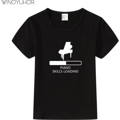 Piano Skills Loading Print T Shirt Baby Boys Girls Funny Short Sleeve T-shirt Children Cute Pianist Tops 2020 New Summer