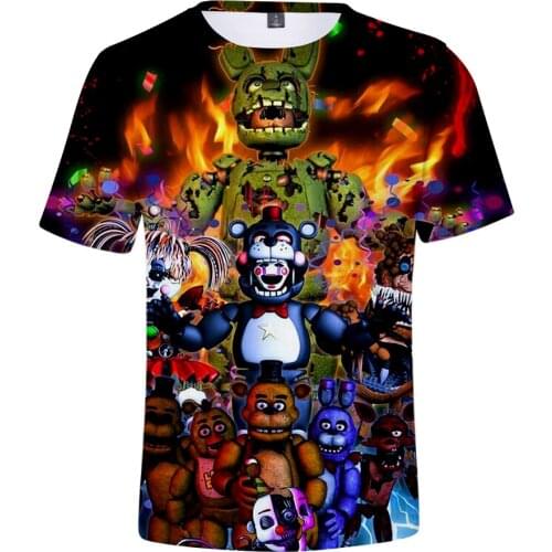 Fnaf 3D T shirt 2021 New Boy FNAF T shirts Five Nights at FNAF Summer Streetwear Tshirt T-shirt Bear Anime Tops Mens Clothing