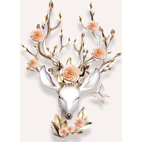Deer Head Flower Diamond Painting Floral Animal Round Full Drill Nouveaute DIY Mosaic Embroidery 5D Cross Stitch Nordic Pattern