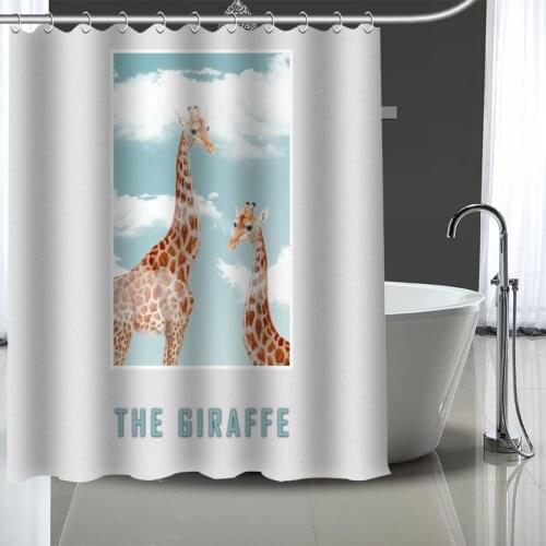 Hot Sale Giraffe Custom Pattern Polyester Bath curtain Waterproof Shower Curtains DIY Bath Screen Printed Curtain for Bathroom