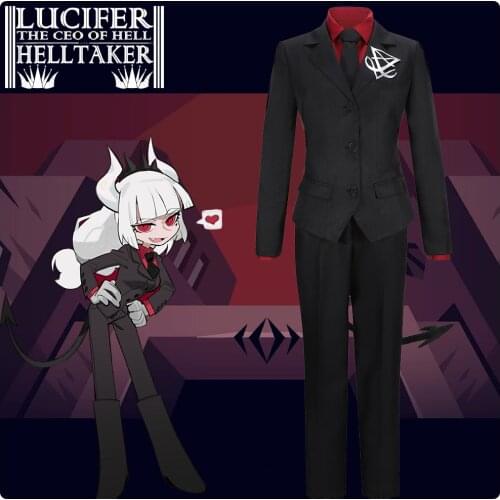 Helltaker Cosplay Costume Lucifer Red Shirt Uniform Girls Jacket Pants Shirt Halloween Costume For Women