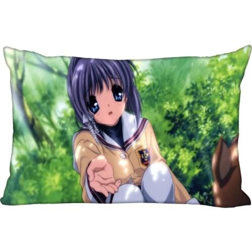 Hot CLANNAD Printed Satin Pillowcases Two sides Standard Silk Soft Rectangle zipper pillowcover More size Custom LOGO