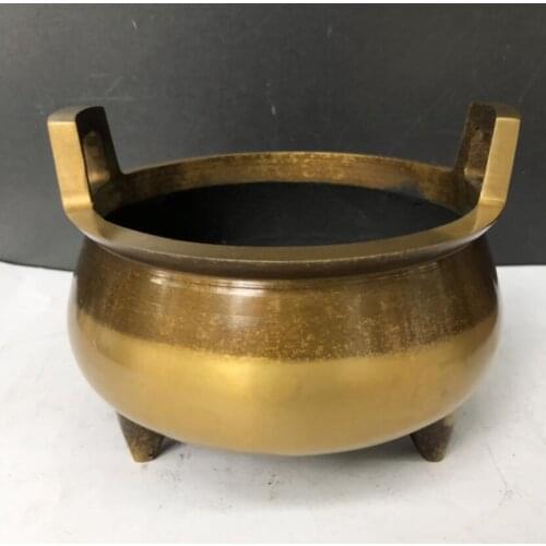 China brass double ear incense burner crafts statue