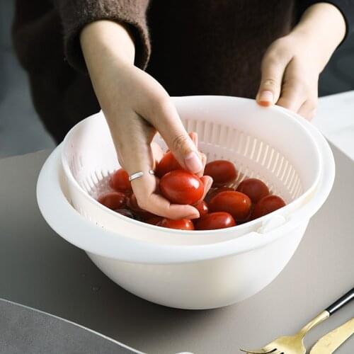 Kitchen Drain Basket Silicone Double Washing Storage Basket Strainers Bowls Fruit Vegetable Cleaning Colander Kitchen Tools