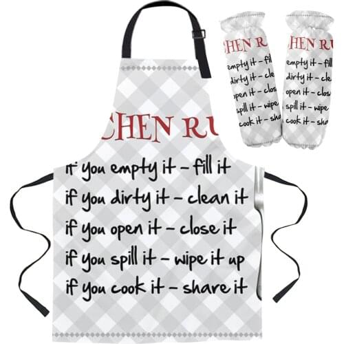 Kitchen Rule Knife And Fork Plaid Kitchen Apron Baking Accessories Sleeveless Aprons for Men Women Home Cleaning Tools