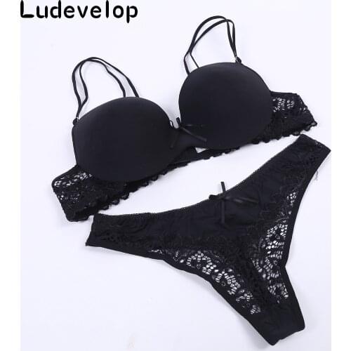 Ludevelop Sexy Brand Sexy Women Bra Set Push Up AB Cup 36-48 Bra and Thong set Lace Bra and Panty Set Fashion Underwear Suit
